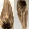 Highlight Women Lace PU Toupee Hairpiece Wig Volume Hair Extension Straight Human Remy Wigs Brown Blonde Double Knot Durable 1