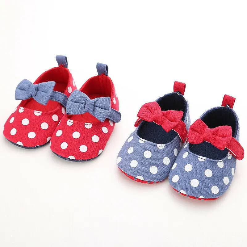  Summer Toddler Kids Baby Girl Shoes Polka Dot Bow Cotton Anti-Slip Sneaker Crib Shoes Princess Prew