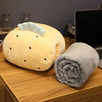 

Cartoon fruit soft hand warmer and cushion two in one, soft stuffed plus pillow air-condition blanket three in one cushion