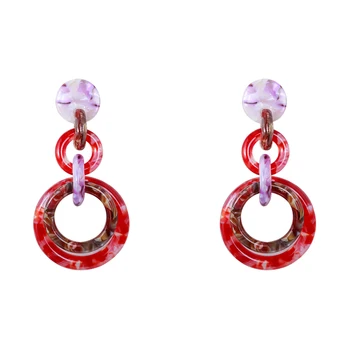 

New light resin halo dye pattern crisscross European and American style advanced sense long face thin earrings earrings female