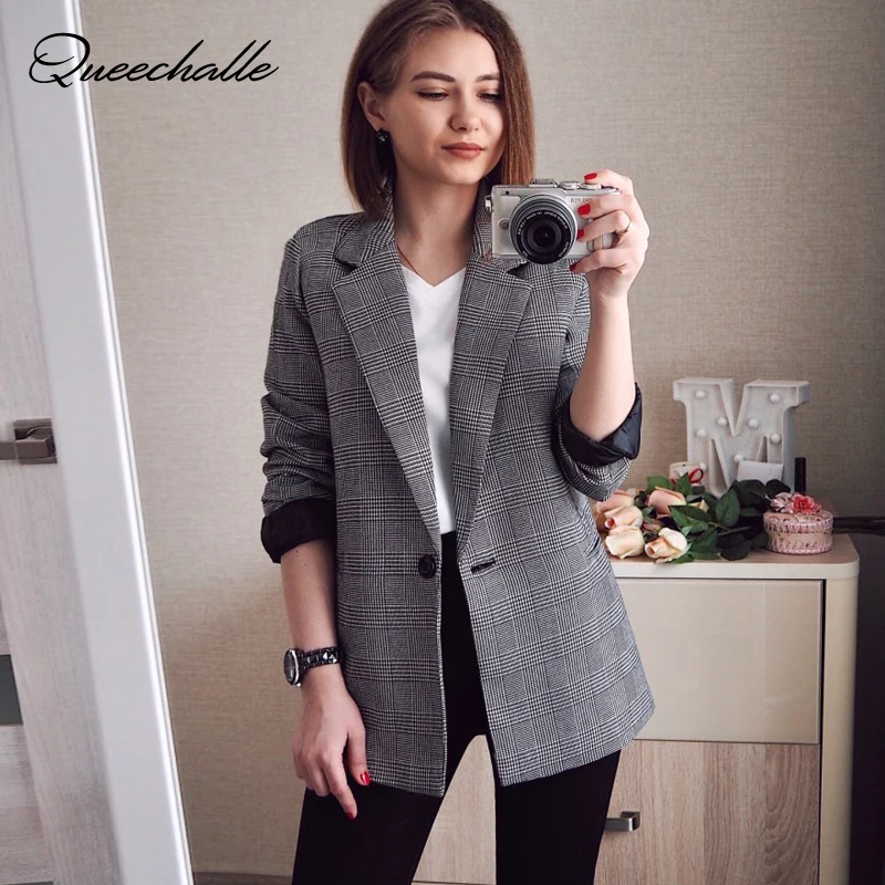 2021 Fashion Spring Autumn Women Plaid Blazers and Jackets Work Office Lady Suit Slim Formal Business Female Blazer Coat