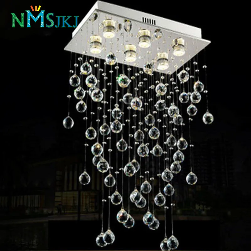 

Rectangle Crystal Light Fixture Living Room Bedroom Lamp Lighting with Real Crystals