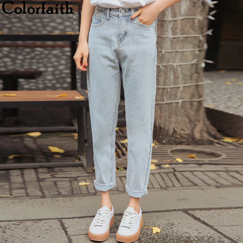 Colorfaith 2019 женские джинсы деним повседневные винтажные корейские стильные синие