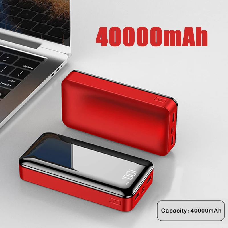 

40000mah Power Bank External Battery 18650 PoverBank 2 USB LED Powerbank Type-c Portable Mobile phone Charger for iPhone Xiaomi
