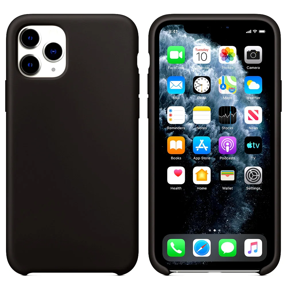 Силиконовый чехол s для IPhone 11 Pro Max xs xr x 8 7 6s plus, чехол с логотипом, Гладкий защитный чехол из силикагеля, противоударный - Цвет: Черный