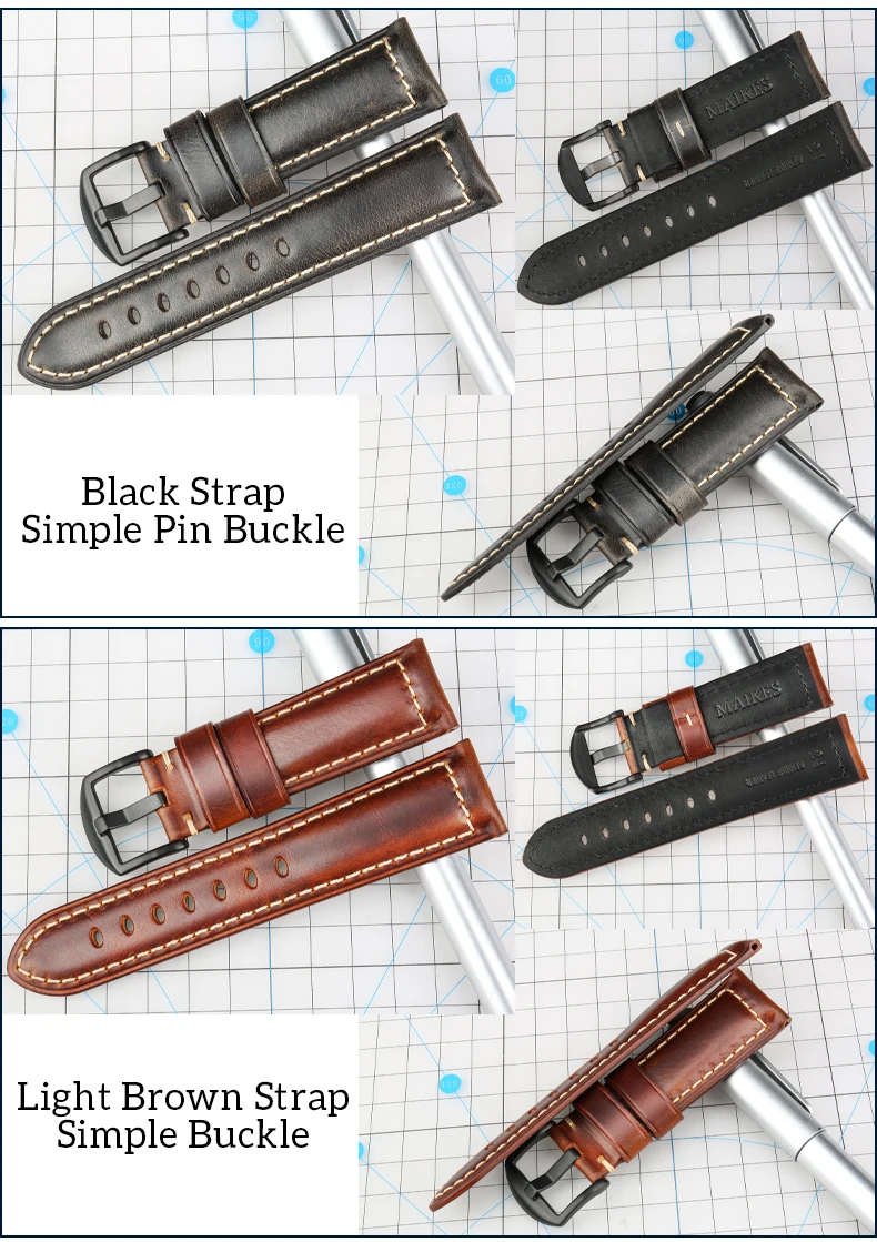 vintage, pulseira para Panerai Fóssil, acessórios para relógios 20mm, 22mm, 24mm
