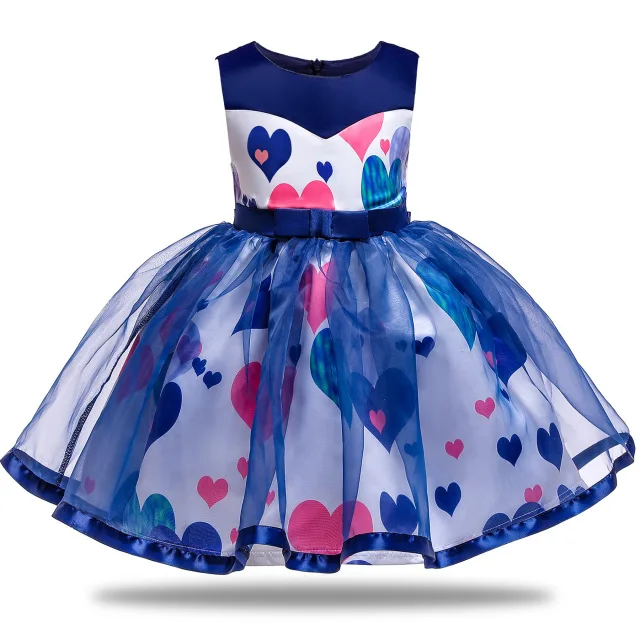 Платье принцессы в полоску для маленьких девочек; нарядные платья для девочек; Детские костюмы принцессы на Рождество и свадьбу; торжественный костюм; одежда для детей-подростков - Цвет: D1641 Blue
