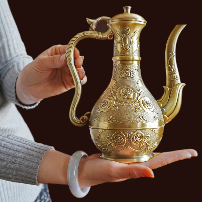 Antique wine glasses ancient style bronze wine cellar emperor palace court cup retro Chinese household liquor wine - Цвет: Black
