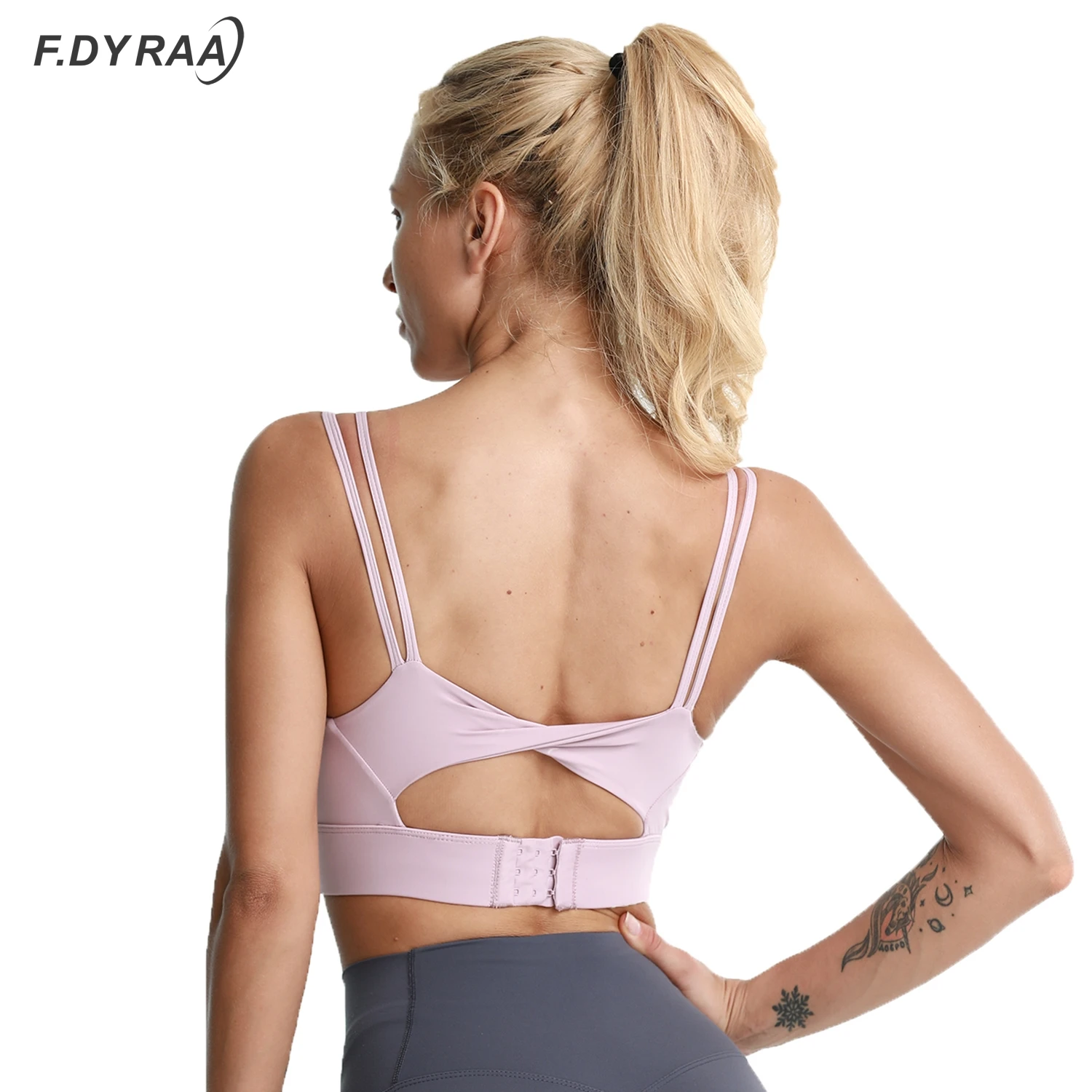 

F.DYRAA Sports Bra For Women Gym Crop Top Push Up High Impact Cross Training Solid Yoga Underwear Running Workout Fitness Vest