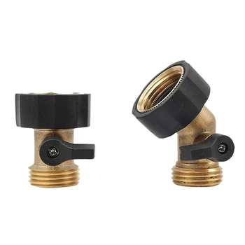 

Heavy Duty Brass Shut Off Valve 3/4 Inch Gooseneck Garden Hose Connector for Garden Hose and Water Faucet, Set Of 2