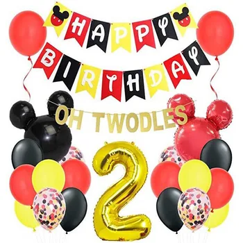 

22pcs Minnie Mickey Mouse Party Decorations Paper Bunting Banner Garland for 1th 2th Birthday Party Decoraitons Kids