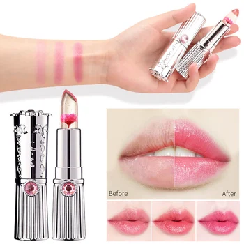 

Transparent Jelly Lip Balm Magic Temperature Color Change Red Lip Stick Long-lasting Moisturizer Flower Jelly Lipsticks