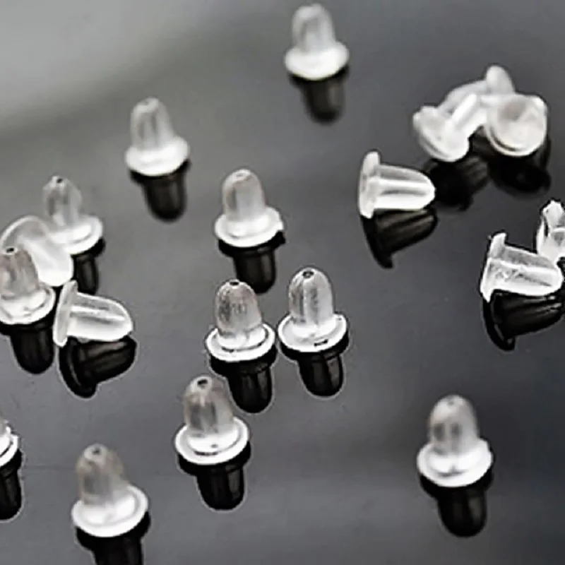 100 шт/лот серьги-гвоздики прозрачные резиновые пробки Силиконовая Круглая замочки для сережек уха P2 - Цвет: AS SHOW