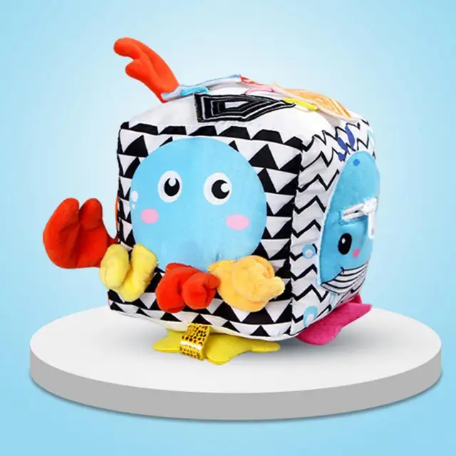 Baby Block Cartoon Design Sensory Training Colorful Infant Soft Cube Stack Baby Early Educational Learning Dressing Toys Enlight 1