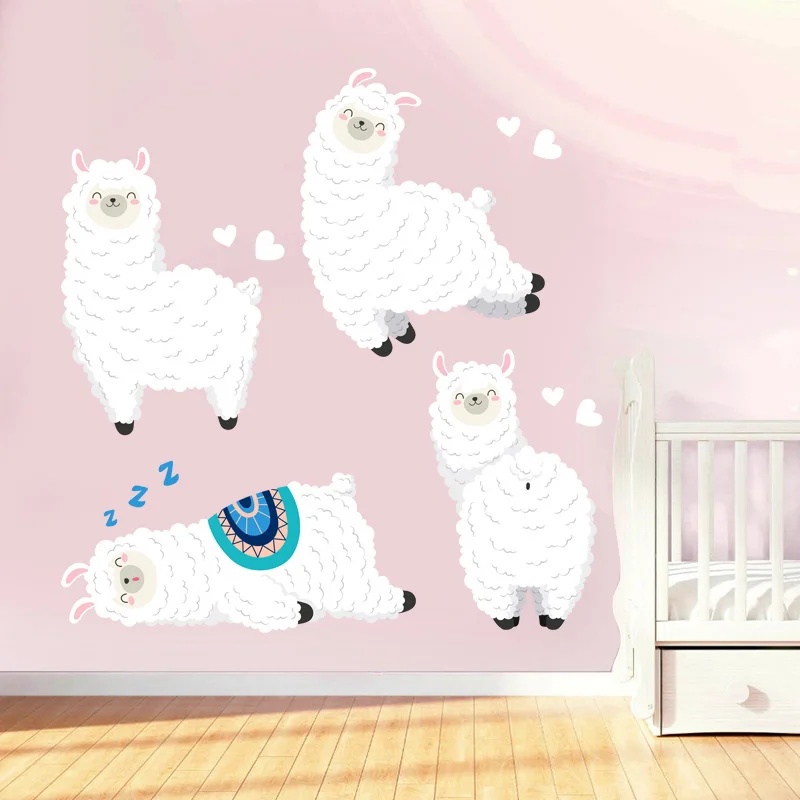 

4 piece Sheep wall stickers child girl bedroom wall art baby care applique