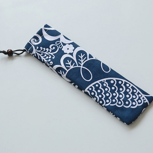 Style Cutlery Bag Reusable Travel Drawstring Pouch for Kitchen Tableware Fork, Spoon, Bamboo Chopsticks, Cleaning Brush