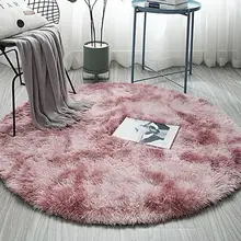 Домашний напольный коврик длинный меховой пушистый коврик моющийся круглый Мягкий Нескользящий Коврик для гостиной спальни Балконный коврик