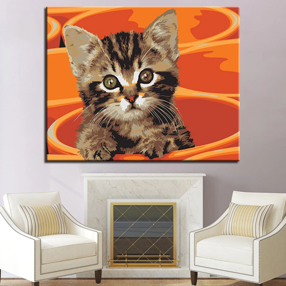 

New cat DIY Painting By Numbers Kits Calligraphy Painting Acrylic Paint By Number For Home Decoration A work of art