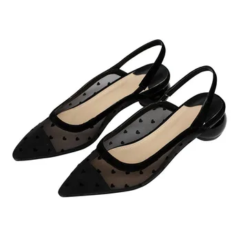 

2020 Brand Designer Mesh High Heels Sandals Women Apricot Black Woman Sandals Leather Pointed Toe Stilettos Heel Shoes JM6-15