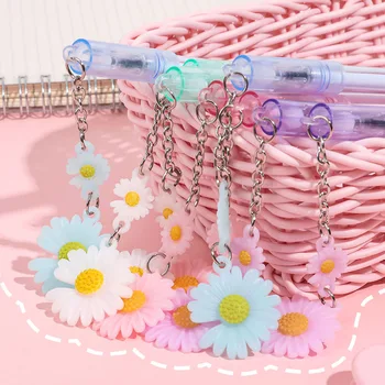 

2PC Korean Small Daisy Pendant Gel Pen Cute Creative Flower Pendant Pen Student Signature Pen Kawaii Pen Creative Stationery