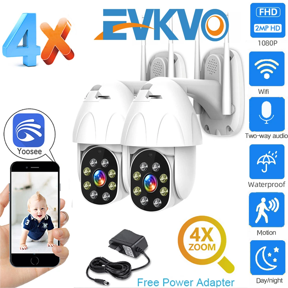 

EVKVO 2MP Wifi IP Camera Audio Speed Dome PTZ Security Camera Auto Tracking P2P Cloud Wireless CCTV Surveillance Camara Yoosee