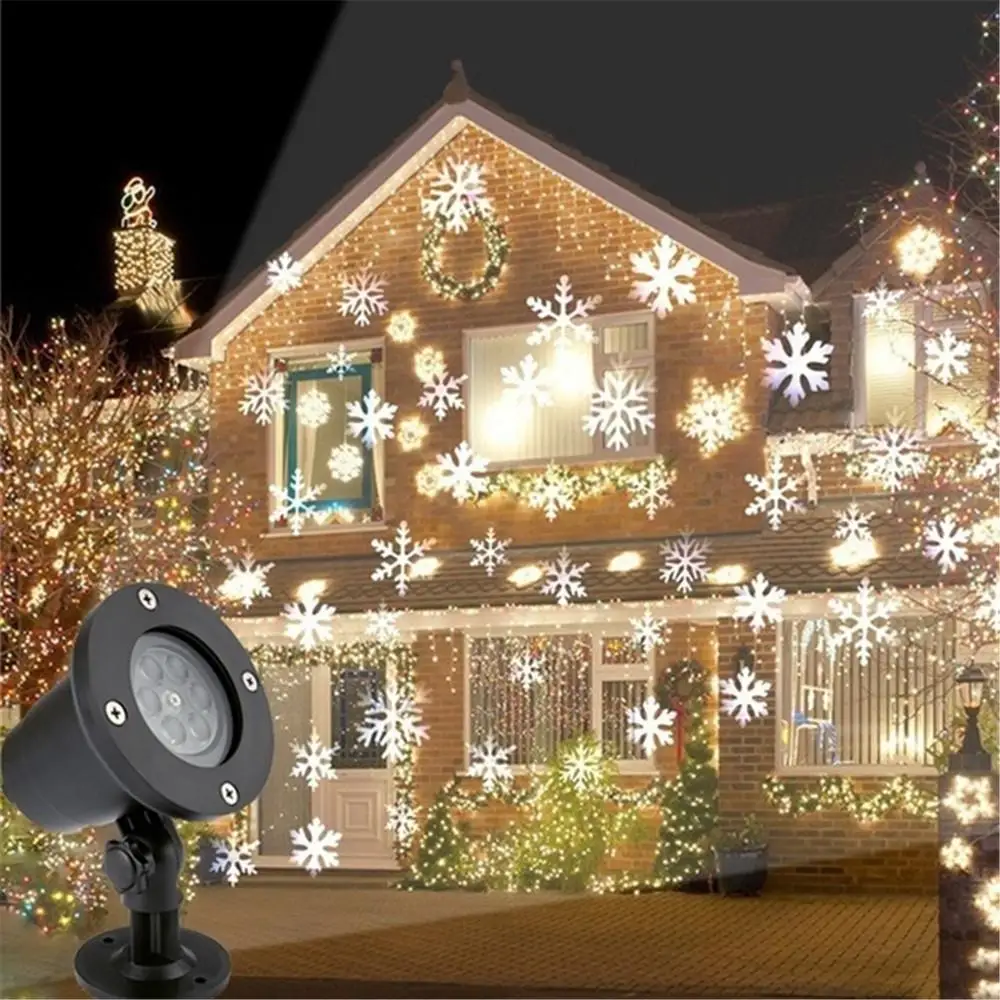 Светодиодный светильник на Рождество, уличный водонепроницаемый проекционный светильник Snowflower для газона, сцены, IP68 светильник, проектор, украшение на Рождество