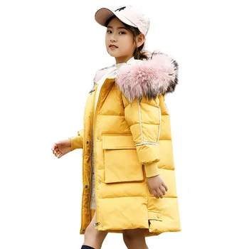 

Children's down Jacket Girls Mid-length 2019 New Style Big Boy Winter Korean-style Children's Clothing Thick Long