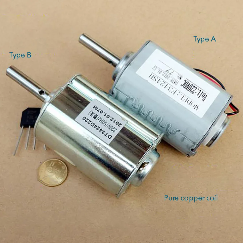 

High Voltage DC Motor with Double Ball Bearing DC220V 3400rpm Mute High Quality Motor for DIY Wind Turbine Output Shaft 8 MM