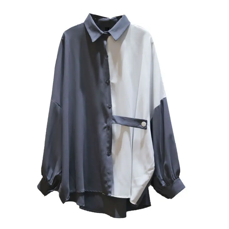 XITAO хит цвет Элегантная блузка Женская корейская мода новинка осень отложной воротник пэчворк маленькая свежая новая рубашка WQR1718