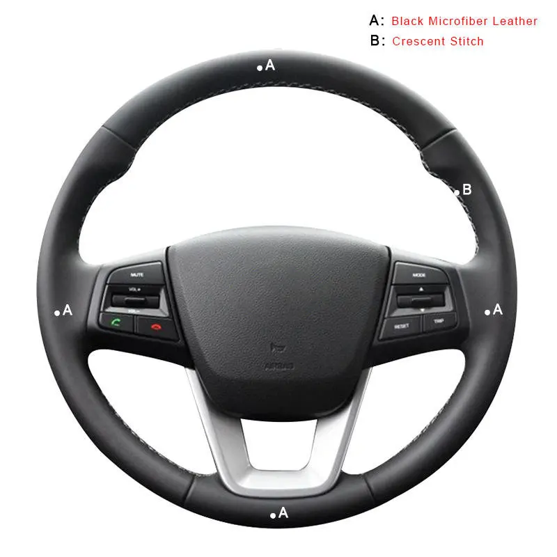Авто оплетка на руле Крышка для hyundai ix25- Creta аксессуары для интерьера DIY автомобильный чехол автостайлинг - Название цвета: Microfiber Leather