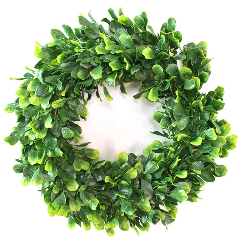 

16.5" Artificial Green Leaves Wreath boxwood wreath for front door wedding decor