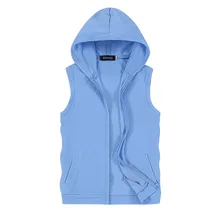 New Style Fashion Men Solid Color Sleeveless Hooded Vest Casual Versatile Zipper Vest Mj01