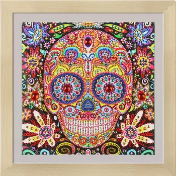 

5D DIY Special Shaped Diamond Painting Colorful Skull Cross Stitch Embroidery Mosaic Kit Home Decoration