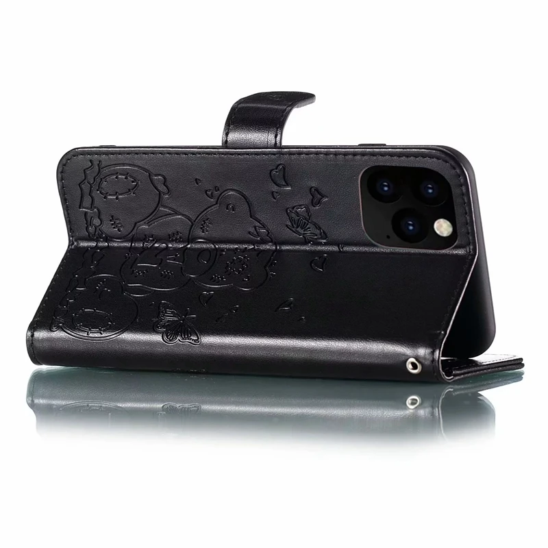 Кожаный чехол-кошелек с бабочкой и медведем для Iphone 11 Pro Max XR XS X 8 7 6 SE сердце любовь мода с мультипликационным рисунком слот Держатель Флип 70 шт