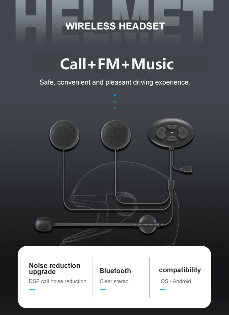 Wireless Bluetooth 5 0 Motorcycle Helmet Headset Intercom Audio Earphone Communication Systems For Motorbike Motor Headset