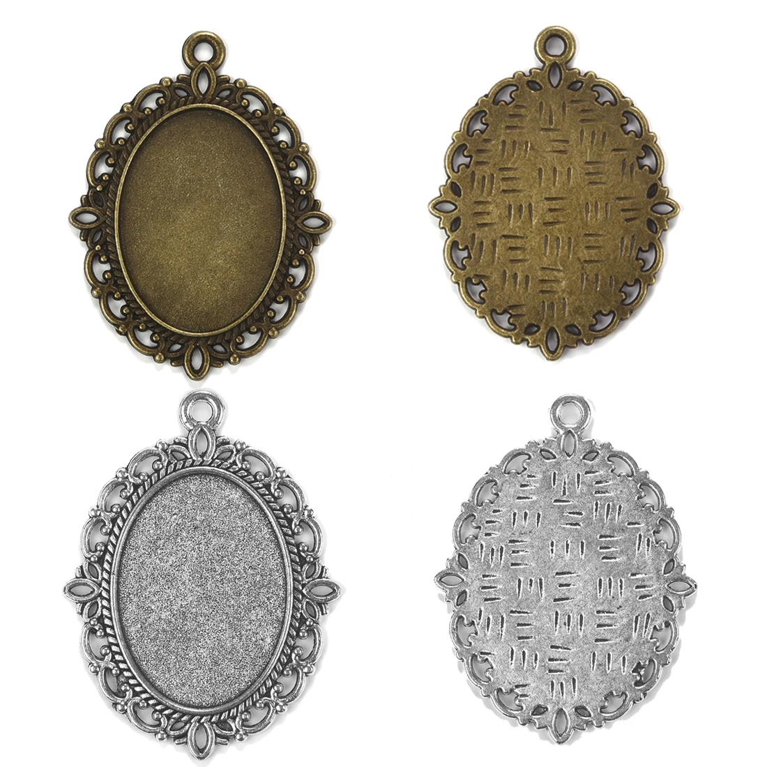 40pcs Oval Pendant Base Setting Glass Cabochons 18x25mm