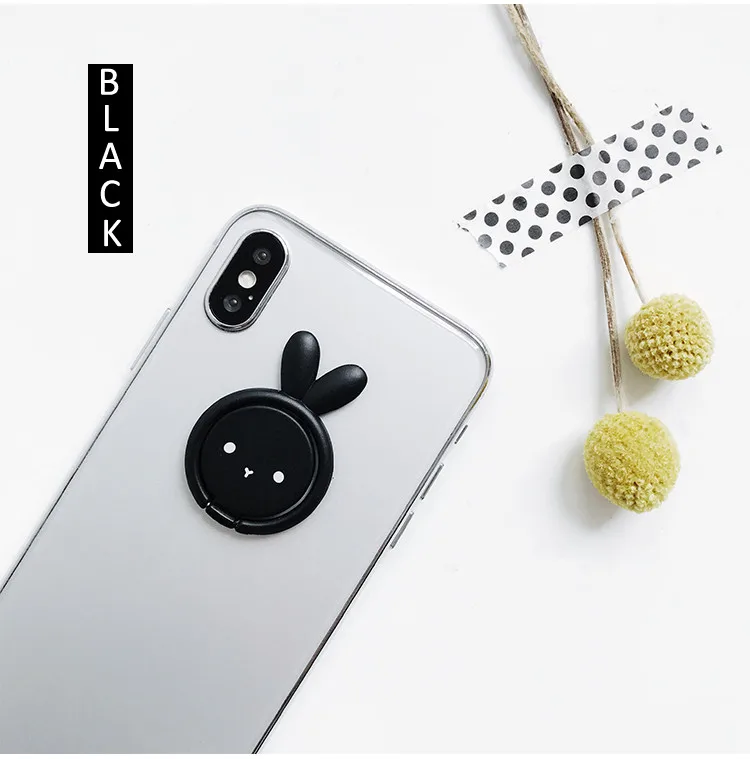 Black Kawaii Rabbit Автомобильный держатель для телефона Магнитный держатель для телефона для iPhone 8 Soporte Movil Магнитная подставка для мобильного телефона кольцо для смартфона - Цвет: Black