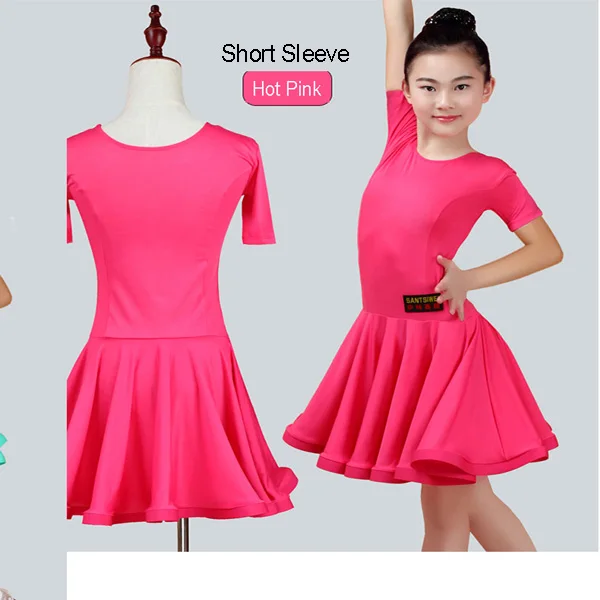 Short Sleeve Hot Pin Новинка; платье для бальных танцев для девочек; платье для танго; Детский костюм для латинских танцев; одежда для латинских танцев; распродажа - Цвет: Short Sleeve Hot Pin