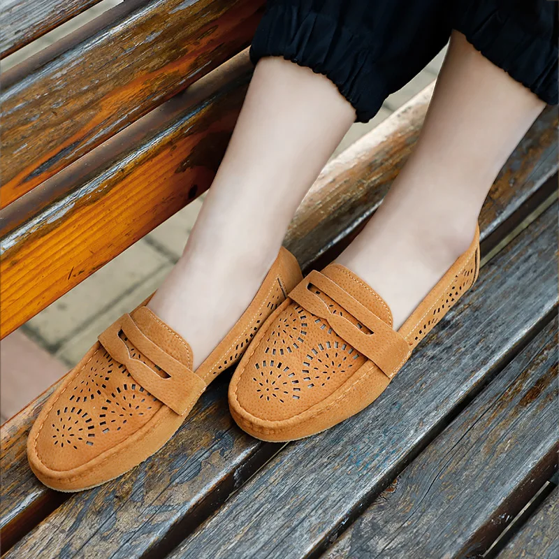 Women Moccasins Loafers Casual Comfortable Sewing Suede Flat Shoes Soft Soles Lightweight