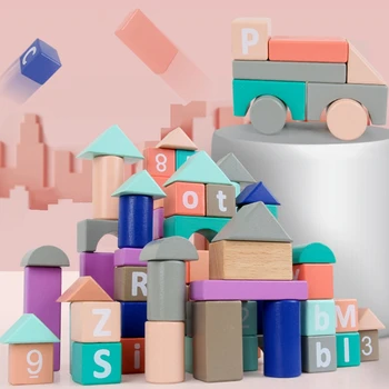 

Wooden Number Letter Building Blocks Set for Toddlers Kids Early Education Assembling Building Blocks Toys 80 Piece