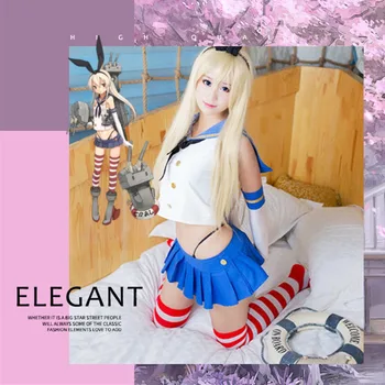 

Shimakaze cosplay wig Kantai Collection costume play wigs Halloween costumes Women's Collection school uniform sexy skirt suit