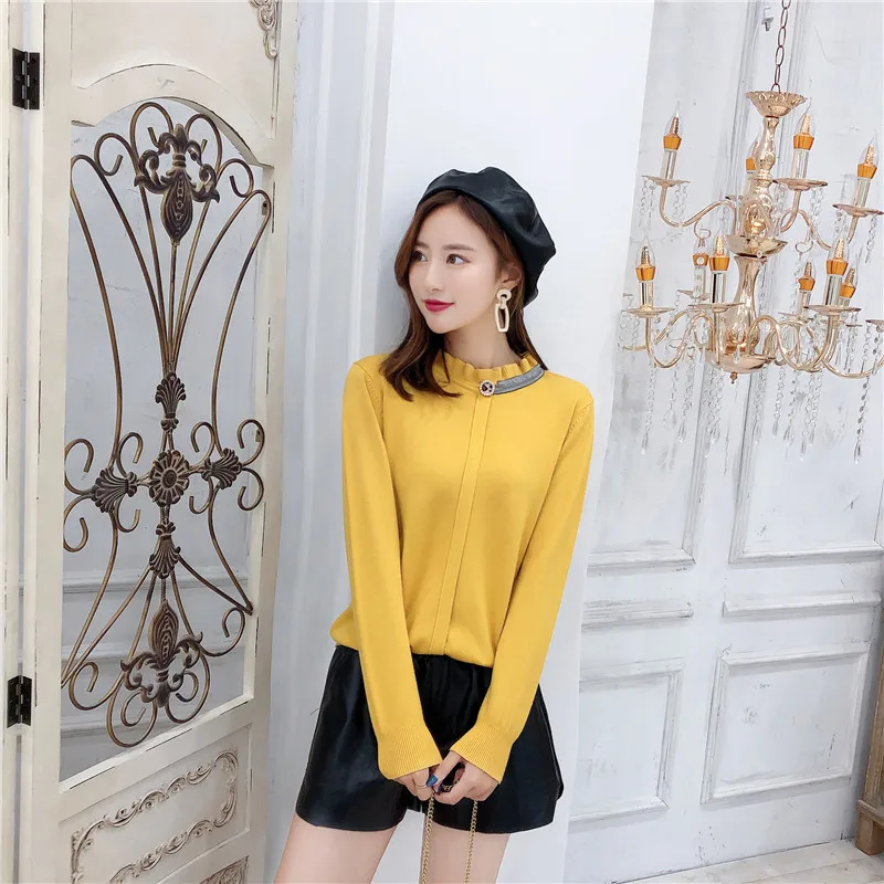 Распродажа, хлопковый свитер Blusas De Inverno Feminina, 9349, новые трикотажные пуловеры 45-ЛОФТ, 3 ряда полок