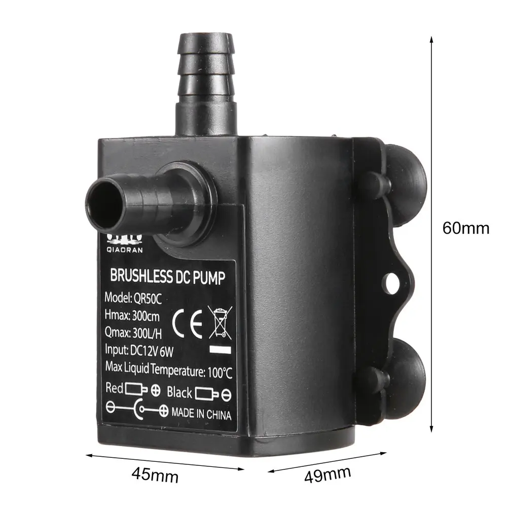 Decdeal Ultra-quiet Mini Brushless DC/USB Water Pump 5/12V 5-10W 250-400L/H Lift 300cm Submersible Fountain Aquarium Circulating