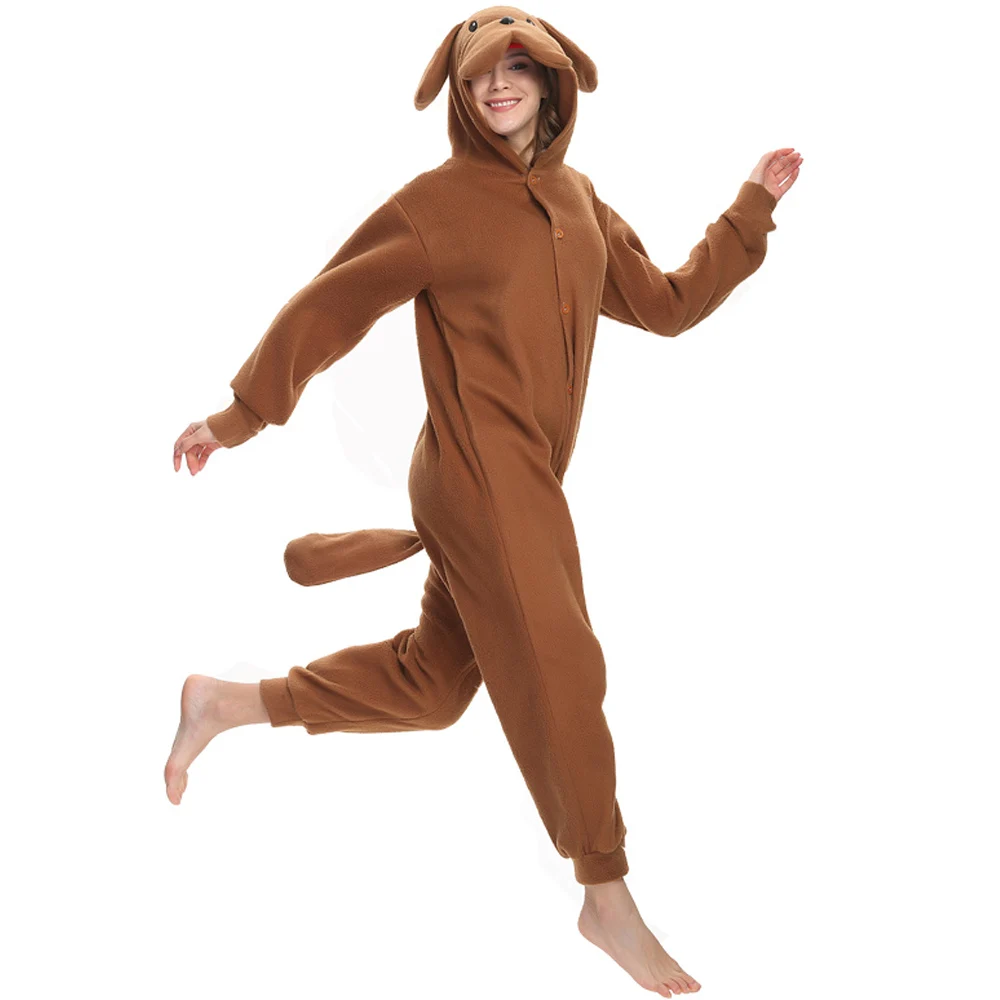 Brown Teddy Dog Kigurumi Women Animal Jumpsuit Comfortable Men Home Pajama Party Costume Anime Cosplay Onesie Birthday Gift
