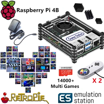 

Emulation Station ES 128G Raspberry Pi 4B (4G Ram) 14000+ Games in 1 Retropie Arcade Game Console Classic Retro Games PS NES