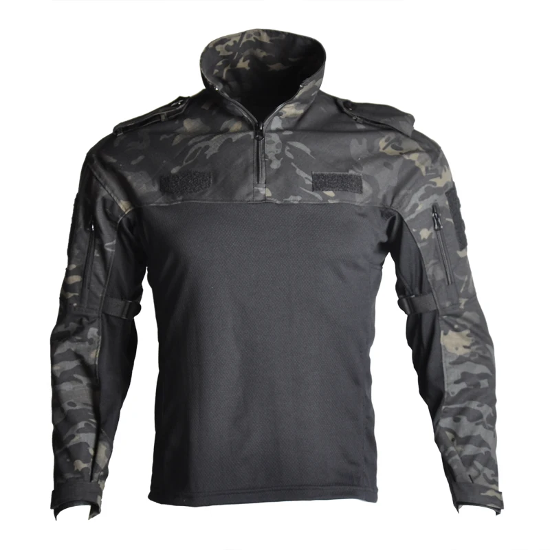 Камуфляжная одежда для охоты, тактические костюмы лягушки, военная форма, пейнтбол, страйкбол, снайперская боевая рубашка и штаны, Джерси - Цвет: Black Camouflage