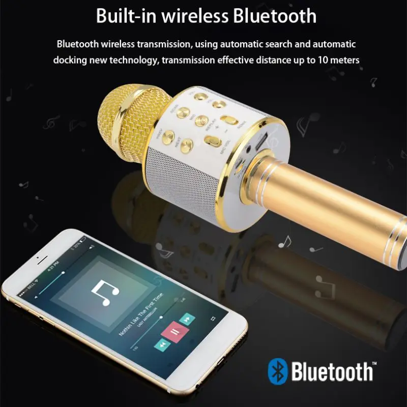 Bluetooth беспроводной микрофон динамик профессиональный ручной караоке микрофон музыкальный плеер для вокала, с рекордером KTV Mic