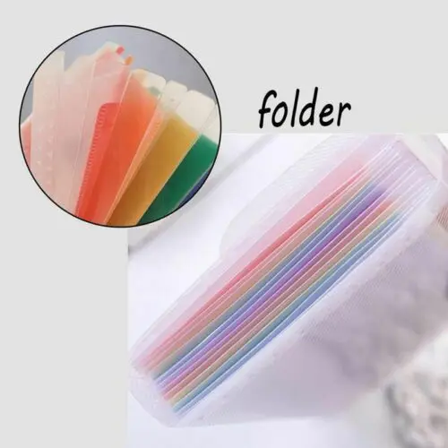 Faroot Pvc 13 Grids A6 Document Bag Cute Rainbow Color Mini Bill Receipt File Bag Pouch Folder Organizer Student Test Holder
