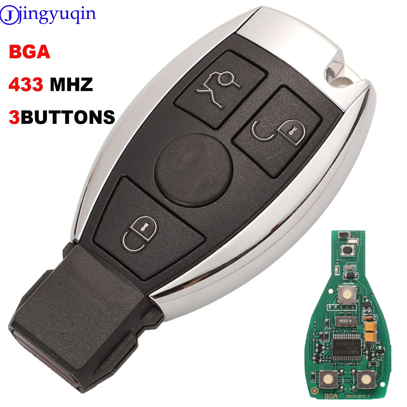 

Умный ключ jingyuqin, 3 кнопки, FSK 433 МГц, для Mercedes Benz, пульт дистанционного управления автомобилем, поддержка NEC и BGA 2000 + год