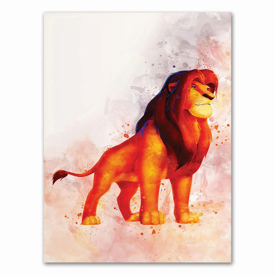 Popular-anime-movie-lion-king-family-decoration-watercolor-hight-quality-canvas-painting-Home-Decor-No-Frame (17)
